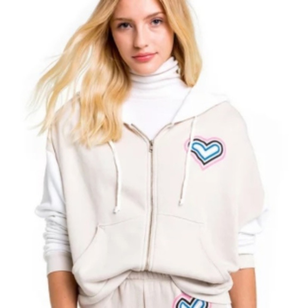 Wildfox Zip Up Heart Hoodie
